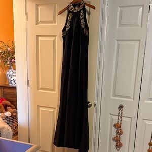 Boston Proper Black Gown with Gold Accents